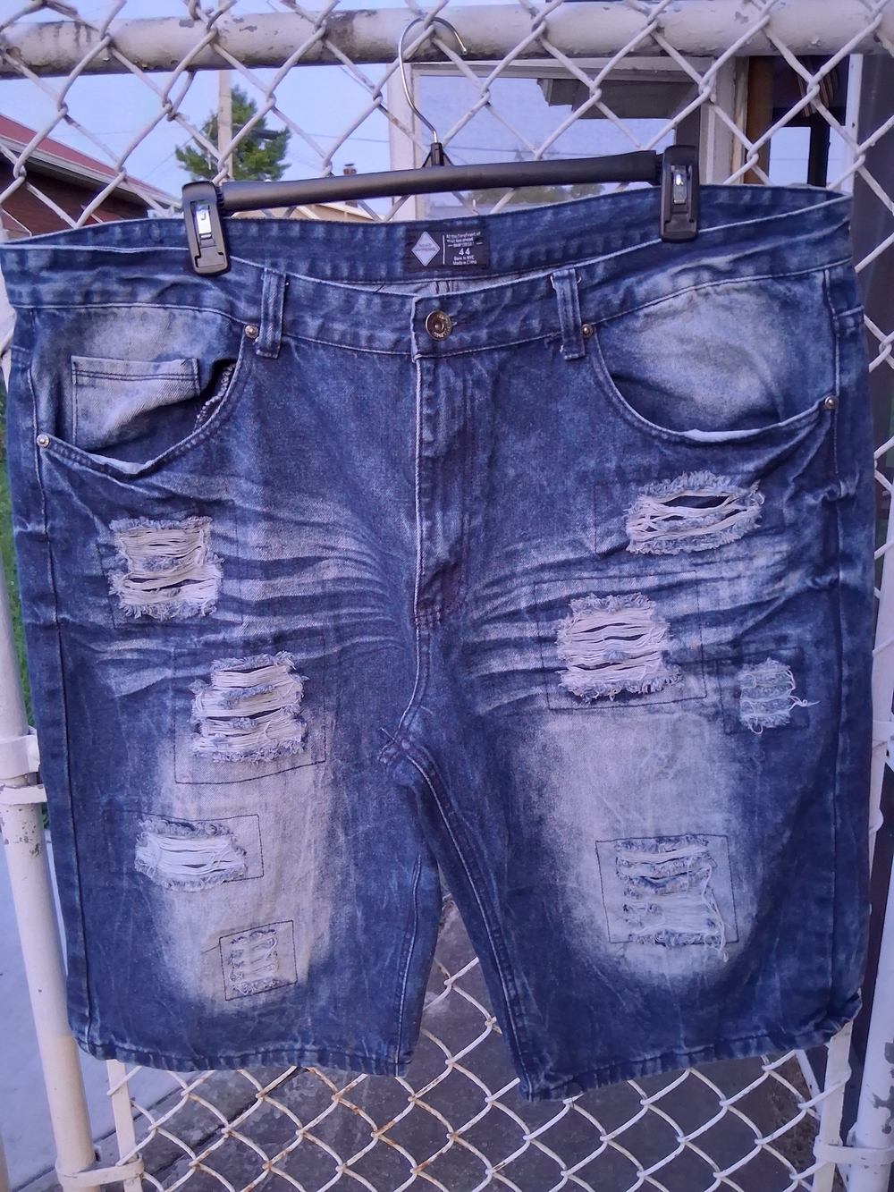 Men's Distressed Jean Shorts - Faded Blue